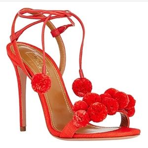 Aquazzura High Heel Pon Pon Sandals